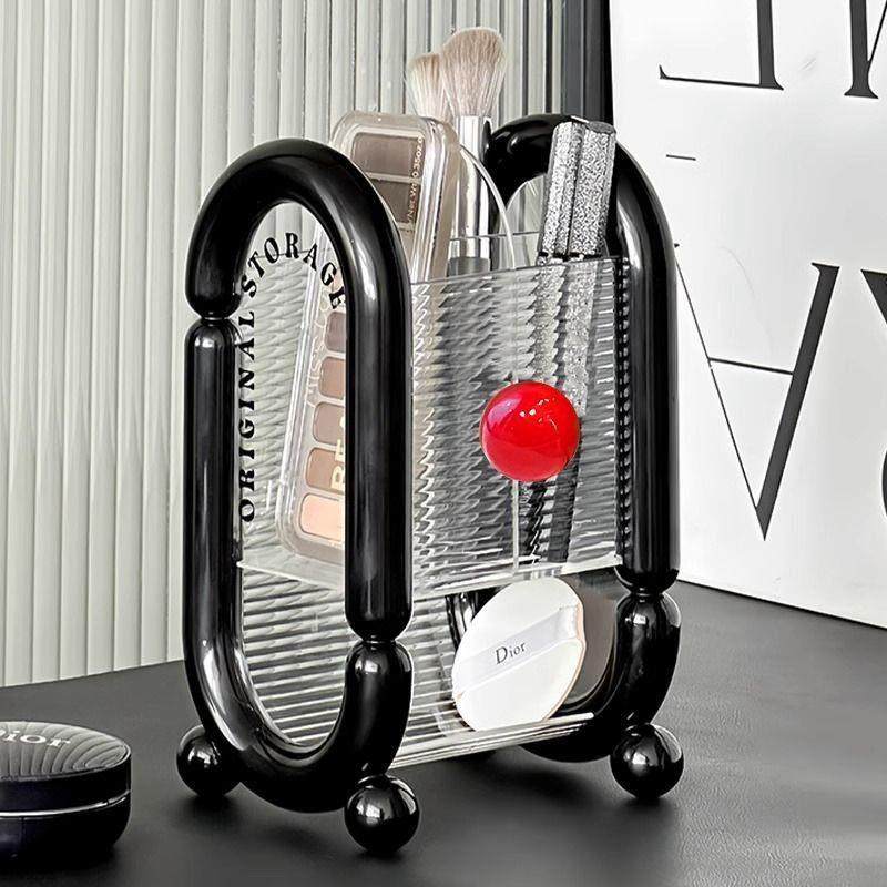 桌面化妆品收纳盒梳妆台高级感化妆刷收纳桶口红眉笔粉扑置物架,淘宝优惠券,粉丝福利购,淘宝优惠卷