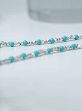 波光粼粼天然石原创设计纯银锁骨