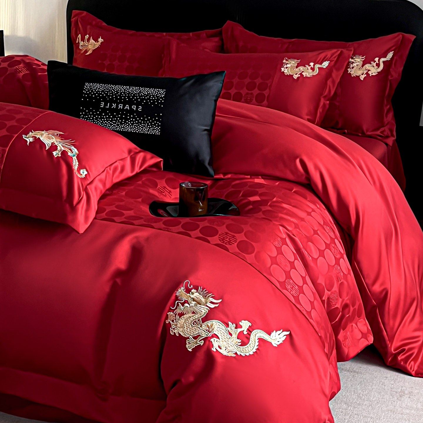 高档A类婚庆四件套红色新婚喜被套纯棉结婚床上用品婚房陪嫁床单4,淘宝优惠券,粉丝福利购,淘宝优惠卷