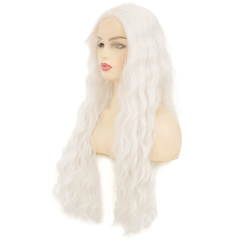 白发前蕾丝 white long curly hair Cosplay front lace wig 魔女 - 图2