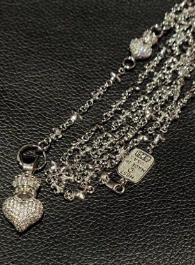 925银皇冠镶钻爱心军花十字项链