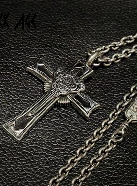 十字架项链ROCK纯银黑色安息日