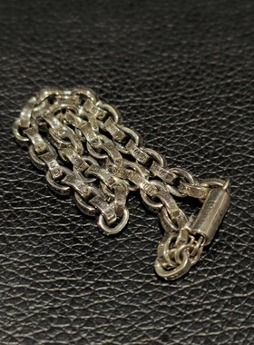 十字架剋罗伈刻字纯银925手链