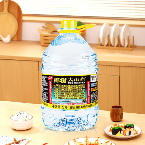 椰树火山岩天然矿泉水5L*2桶整箱包邮 海南岛天然好水大瓶泡茶水 - 图0