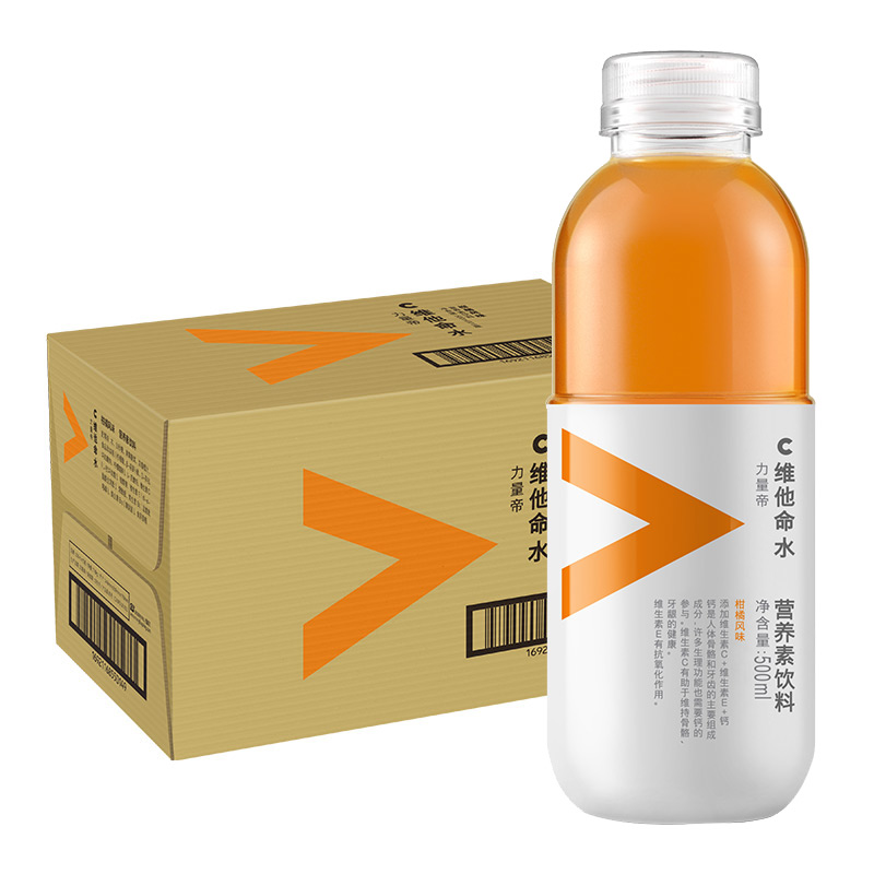 农夫山泉力量帝维他命水500ml*15瓶整箱批发柑橘风味维生素C饮料-图0