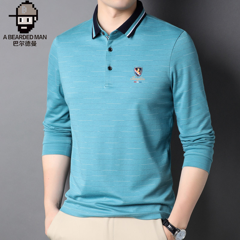 长袖春秋季新款中年男士休闲polo衫 巴尔德曼T恤