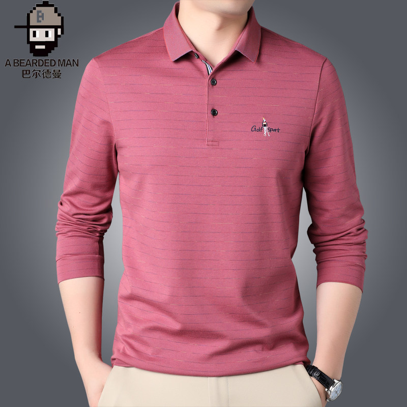 长袖春秋季新款中年男士休闲polo衫 巴尔德曼T恤