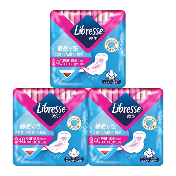 Libresse薇尔V感肤极薄防漏棉柔卫生巾日用姨妈巾薇尔小V巾 - 图3