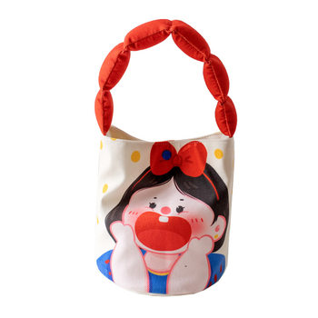 Creative handbag women armpit bag cute students cartoon niche design bucket bag hand small cloth bag lunch bag