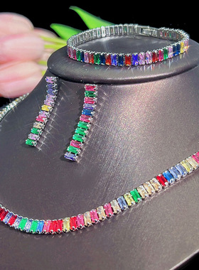 新娘项链耳环套装优雅气质复古风法式女轻奢锆石晚宴礼服饰品手链