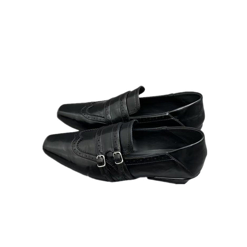 小方头时尚女单鞋2026春季新款英伦风低跟布洛克皮带扣深口单鞋女,淘宝优惠券,粉丝福利购,淘宝优惠卷