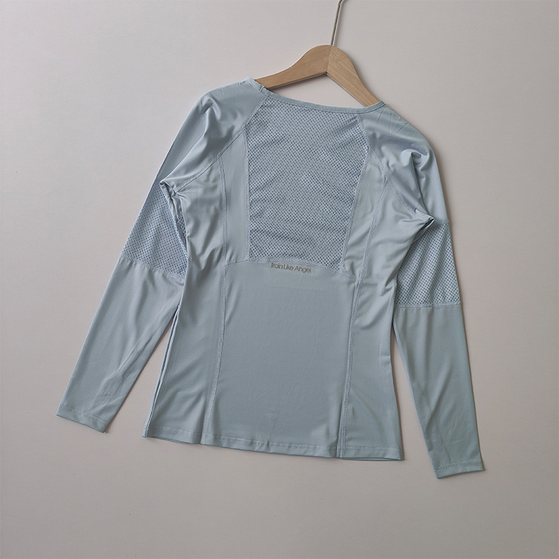秋冬瑜伽服长袖透气速干健身衣修身显瘦跑步普拉提运动T恤训练服 - 图2
