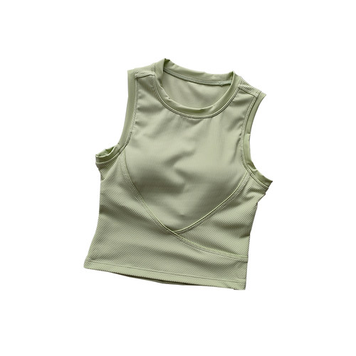 时尚外穿瑜伽服运动背心带胸垫遮副乳运动内衣女紧身显瘦健身上衣 - 图3