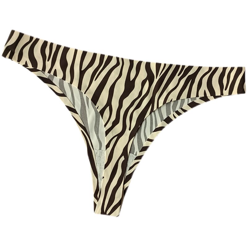 冰丝无痕一片式女士性感豹纹丁字裤健身瑜伽跑步吸湿排汗运动内裤