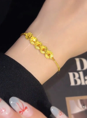 可调节碎冰冰铜钱手链手串女