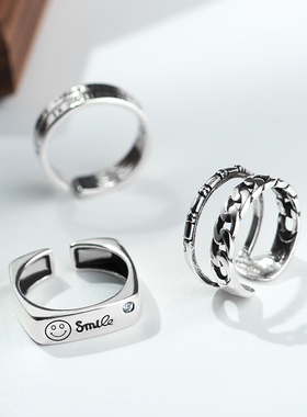 s925泰银戒指ins女个性复古