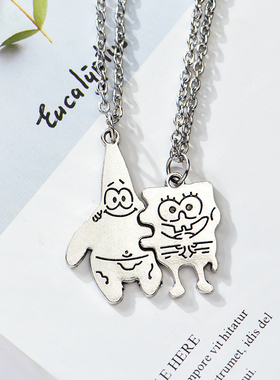 海绵宝宝与派大星卫衣钛钢项链