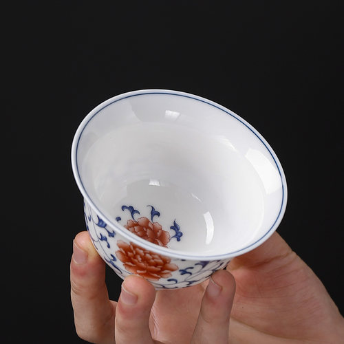 青花瓷三才陶瓷盖碗复古茶碗茶杯高档功夫茶具家用泡茶盖碗 - 图2