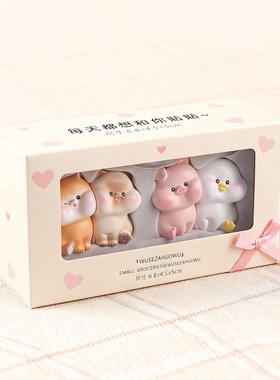 可爱卡通动物树脂桌面摆件礼盒