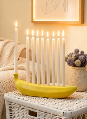 创意香蕉树脂烛台桌面摆件