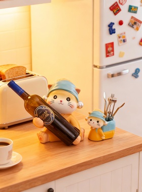 可爱猫咪酒架摆件卡通动物造型