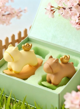 新中式卡通动物树脂摆件礼盒装