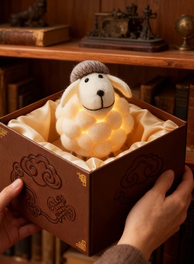 新中式毛绒小羊夜灯桌面摆件