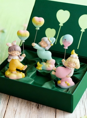 可爱卡通树脂桌面摆件礼盒祝福