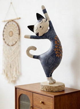 复古树脂猫咪摆件客厅玄关桌面