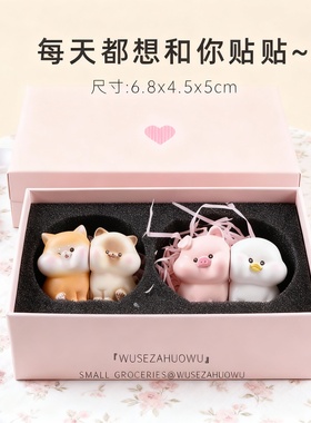 可爱卡通动物树脂桌面摆件礼盒