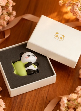 呆萌熊猫树脂桌面摆件礼盒生日礼