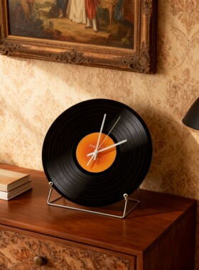 复古黑胶唱片桌面时钟摆件