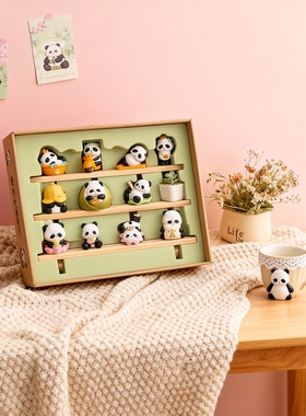 卡通熊猫树脂桌面摆件礼盒送礼