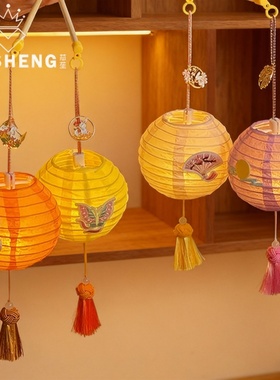 中式手工竹制发光灯笼客厅摆件