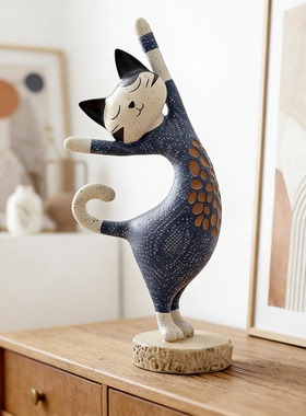 复古艺术创意猫咪摆件装饰摆件客厅玄关桌面民宿高级感家居饰品