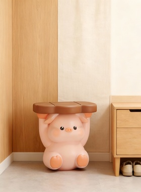 卡通小猪树脂儿童玄关收纳摆件