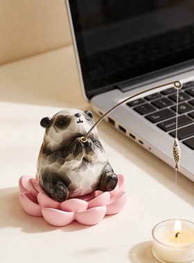 熊猫钓鱼桌面摆件可爱解压送礼