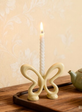 法式蝴蝶陶瓷烛台摆件可发光
