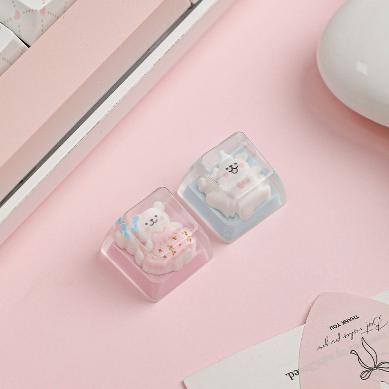 单个键帽可爱粉猫咪树脂滴胶透明光esc个性键帽翻页键帽女礼物,淘宝优惠券,粉丝福利购,淘宝优惠卷