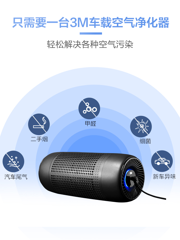 3M车载净化器空气净化器除甲醛异味烟味PM2.5冬季除雾霾样机清仓