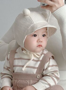 婴儿帽子春秋款胎宝宝针织爱护囟门月龄可爱婴幼儿秋冬季护耳保暖