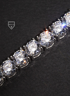 手链wbj珠宝6mm网球纯银镶嵌