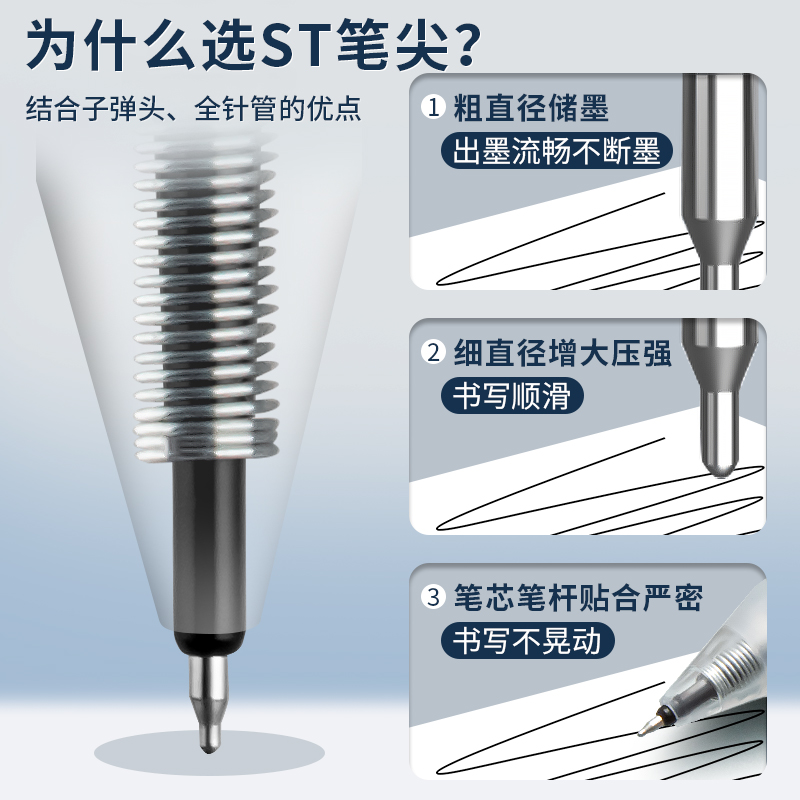 爱好摩易擦笔芯ST头按动可擦笔芯中性笔晶蓝色热敏可擦三年级小学生用魔摩磨易擦0.5mm摩擦笔芯黑色魔力檫-图0