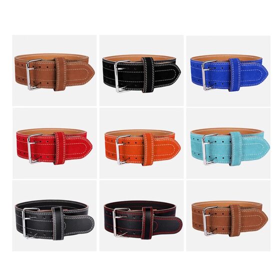 Four-layer cowhide fitness belt comes with belt bag