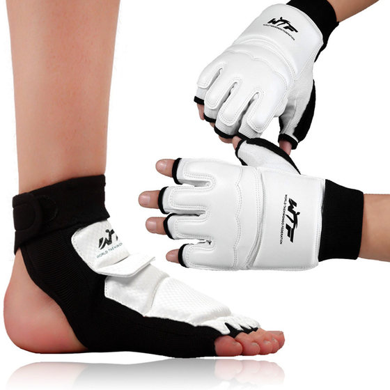 Taekwondo protective gear, a complete set of children's protective practical competition equipment, five-eight-piece set with elbow arm guards, mask and helmet