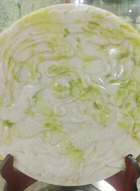 蓝田岫岩玉平安扣玉璧和氏璧摆件