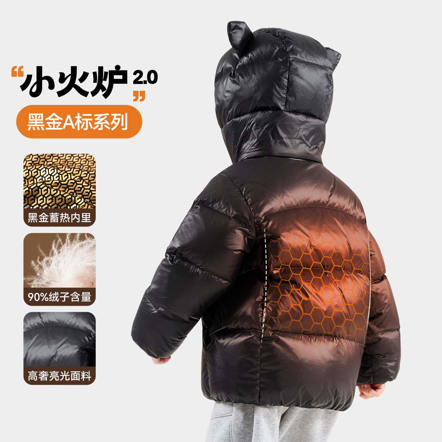 【黑金90绒】嘟嘟家儿童羽绒服加厚冬季女童童装新款男童宝宝冬装 鸭鸭冬装实拍商品图