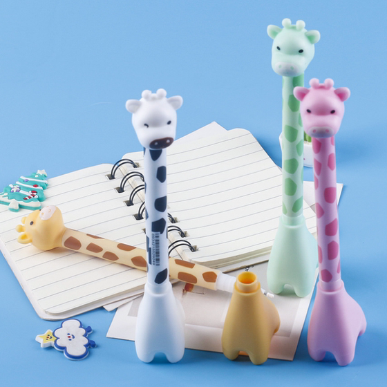 Cute cartoon super cute animal shape can stand up gel pen high-looking students easy to write quick-drying black brush question pen