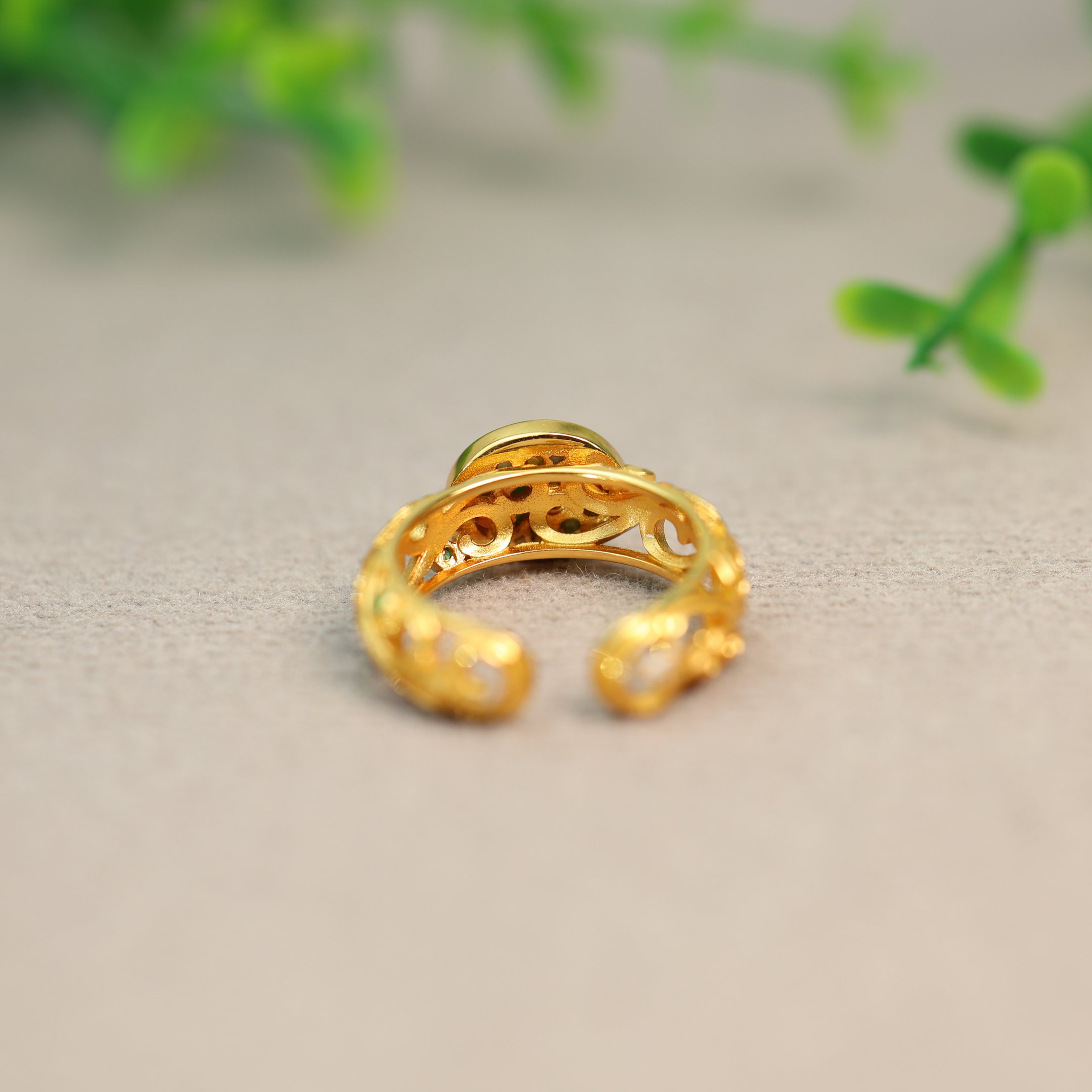 Myanmar natural grade A jadeite oval ring