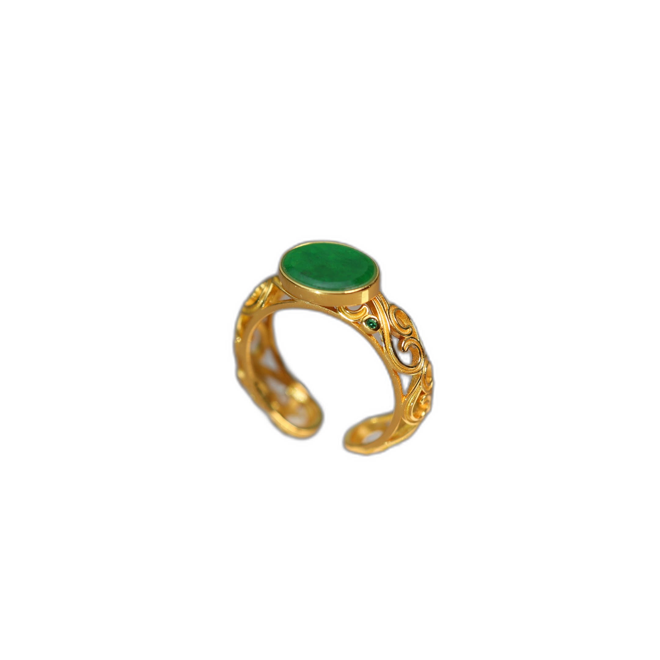 Myanmar natural grade A jadeite oval ring